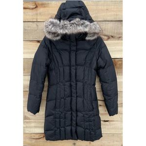 Eddie Bauer Down Parka, Winter Coat, Black Fur Puffer Jacket